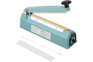 Flexzion sellador de impulso de 200 mm (300 W) – Kit de sellador manual de plástico con temporizador ajustable, portátil con agarre de repuesto y cinta de teflón