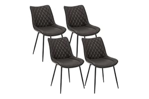 WOLTU Dining Chairs Set of 4, Accent Chairs for Kitchen/Bedroom/Reception Room/Balcony, Leatherette, Anthracite, with Backrest and Padded Seat
