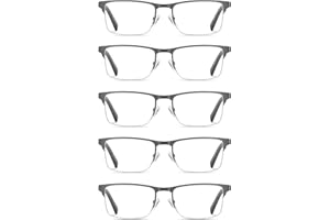 Eyecedar 5 sztuk męskich okularów do czytania, półramki, prostokątne, zawiasy sprężynowe, okulary do czytania