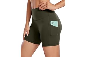 CRZ YOGA Women's Butterluxe 5''/8" Gym Yoga Shorts with Pockets - High Waisted Tummy Control Running Workout Leggings