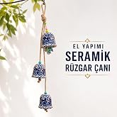 3'l&uuml; El Yapımı Seramik R&uuml;zgar &Ccedil;anı, Nazar Boncuklu Bah&ccedil;e ve Balkon S&uuml;s&uuml;, J&uuml;t Halatlı &Ccedil;i&ccedil;ek Motifli Duvar Dekoru, Kapı &Ouml;n&uuml; ve 