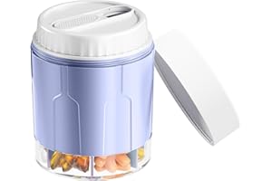 Zoksi Large Pill Box Organiser for Monthly, Pill Bottle for Vitamin or Supplement, Medicine Storage Box with 7 Large Compartments, Medicine Pots with Two Lids, Tablet Organiser for Medication(Purple)