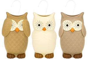 Paluplus Set 3 Evaporatori d'acqua per termosifoni in Ceramica, misura 9x4,5x17 cm, Umidificatore e gancio a S, Colore Bianco, Grigio e Beige -6386F (Gufo)