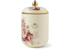 fanquare 19 cm kwiatowy ceramiczny słoik do przechowywania, złoty pojemnik do przechowywania kuchni, dekoracja do domu kuchni jadalni słoik z pokrywką 900 ml