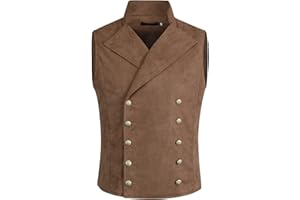 Allthemen Gilet da Uomo Doppiopetto in Tinta Unita Vest Casual Slim Fit per Primavera Autunno con Tasche