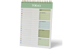 Daily Planner Notepad, A5 Size To Do List Notepad, 52 Undated Pages, Task Checklist, Spiral Binding, To Do List Notebook, Tracker and Goal Planner for Office Home School Work Study Life (Green)