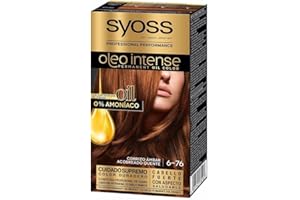 Syoss Oleo Intense - Tono 6-76 Cobrizo Ámbar – Coloración Permanente sin Amoníaco – Cobertura Profesional de Canas – Resultados de Peluquería