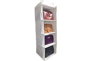 CHICHOUSE organizzatore da appendere per armadio 4 scomparti, soluzione salvaspazio, organizer portatutto, lavabile, pieghevole, per vestiti, accessori, asciugamani. (BIANCO)