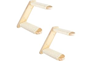 DaizySight Escaleras de Pared para Gatos para Escalada, Reversibles montadas en la Pared de 4 escalones para Gatos, Estante de Madera árbol de Actividades con Cuerda de sisal para rascar