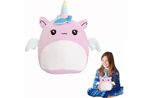 POPOYU Enhörning Plyschkudde - Kreativ Söt Kawaii Kudde Docka Rosa Dekorativ för Barn Pojkar Flickor Födelsedagspresent Mjuk Säng/Soffa Dekoration