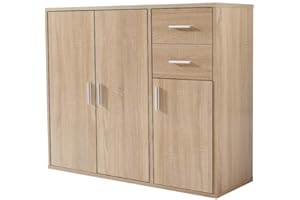 Panana Sideboard Storage Cupboard Cabinet Unit with Doors and Drawers Living Room Bedroom Furniture (Oak)