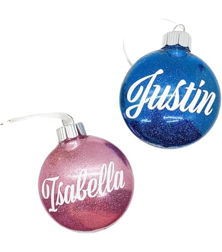 Boule De Noël à Paillettes Personnalisée Avec Nom - Décoration Sapin 8 Cm, Multicolore