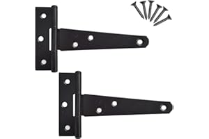 Keypak 2 Pack 100mm (4") T-Hinges Black Japanned, Durable Metal Tee Hinges with Rustproof Coating, Ideal for Shed Doors, Cabinets, Wooden Gates & Small Barn Doors