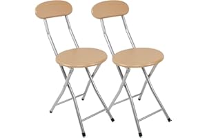 La Bolata thesecrethome.es - Set de 2 Sillas Plegables de Cocina - Asiento Plegable de Metal y Madera - Silla Apta para Interior y Exterior - Alto. 74 cm x Diámetro. Ø30 cm