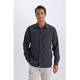 DeFacto Regular Fit Polo Yaka Basic D&uuml;z Gofre Uzun Kollu G&ouml;mlek D8713AX25SP