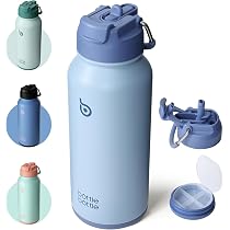 Meoky Isolierte Sport-Wasserflasche Für Damen – 710 Ml Edelstahl Mit Strohhalm, Hält Getränke 24h Kalt