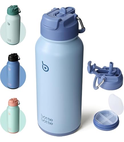 Bouteille Isotherme En Acier Inoxydable 750ml - Large Goulot, Couvercle à Paille - Garde Au Froid 24h