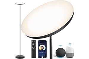 OUTON Inteligentna lampa stojąca LED, 30 W, 3000 lm, WiFi, ściemniana, kompatybilna z Alexa i Google Assistant, sterowanie za pomocą aplikacji, pilot zdalnego sterowania, reflektor sufitowy do salonu