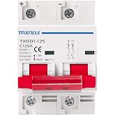 TAXNELE MCB Miniature Circuit Breaker DC 2P 80A 100A 125A 600V DIN Rail Mount Mini Solar Circuit Breaker Short Circuit Protec