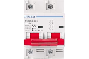 TAXNELE Interruttore automatico miniaturizzato DC MCB 2P 80A 600V Montaggio su guida DIN Mini interruttore automatico solare Protezione da cortocircuito Isolatore per sistema solare fotovoltaico (80A)