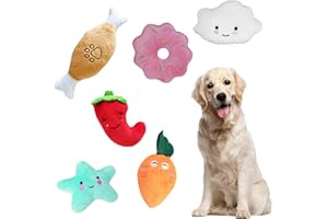 TIANNAIT 6 Piezas de Juguetes para Mascotas, Coloridos Juguetes de Peluche con chirrido, Juguetes Resistentes a mordeduras de Dibujos Animados, Juguetes interactivos para Perros pequeños y medianos