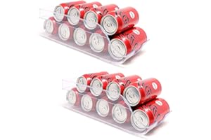 KROWN - Organizador Transparente para Latas de Bebidas en la Nevera, Práctico Dispensador de Plástico Fabricado en España para Mantener tus Refrescos en Orden en la Cocina o Despensa (2, Portalatas)