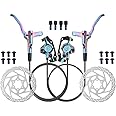 Hydraulic Brake Set Mountain Bike Hydraulic Disc Brakes, Front 800Mm Rear 1600Mm Hydraulic Brake Set Aluminum Alloy Oil Brake For E-bike(Colorful)