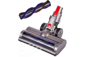 NEFLSI Cepillo motorizado eléctrico Turbo compatible para Dyson V7 V8 V10 V11 V15 Cabezal Limpiador de Cepillo con Luz Led y Ruedas Grandes para Alfombras, Baldosas, Mármol,Pisos Duros y Parquet