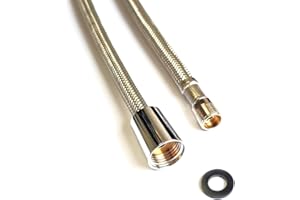 Brauseschlauch M15x1 und 1/2 Zoll Konusmutter 2000mm, DVGW Panzerschlauch mit Edelstahlgeflecht für Küchenarmaturen & Badarmaturen mit ausziehbarer Brause, Ersatzbrauseschlauch für Geschirrbrause