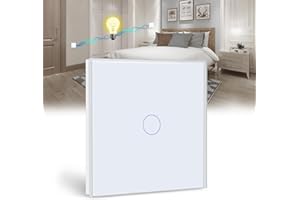 BSEED interruptor Táctil de Pared 1 Gang 2 Vías interruptor tactil pared Blanco,Interruptores de luz pared con panel de vidrio templado