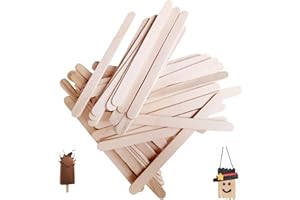YYGMSS Juego de 200 Palitos de Helado de Madera Espátulas de Lengua Palitos de Cera Bricolaje Manualidades (15 x 1,8 cm, O)