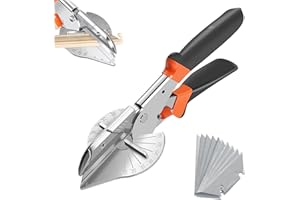 QYRDBGY Gehrungsschere, Winkelschere mit 10 Ersatzklingen Kanalschere Kabelkanal Schneider Präzise Mehrwinkel von 45 bis 135 Grad Verstellbar für Schnitt Holz Kunststoff PVC