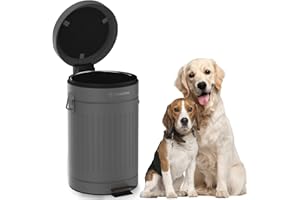 PAWZIDEA Dog Poop Trash Can Outside Odor Control, 3.1Gallon Large Pet Poop Can Outdoor with Lid No Smell, Waterproof Pet Waste Trash Can, Dog Waste Station Step Garbage Can Bin Container Backyard,Grey