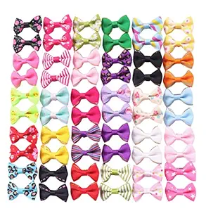 YAKA 60PCS (30 Pairs) Cute Puppy Dog Small Bowknot Hair Bows with Clips,Handmade Hair Accessories Bow Pet Grooming Products (60 Pcs,Cute Patterns)