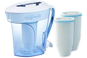 ZeroWater Combo Caraffa filtrante per acqua 2,4 L, 3 filtri e misuratore della qualitá dell'acqua inclusi, Plastica priva di BpA e certificato per la Riduzione di Piombo e Altri Metalli Pesanti