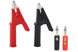 YUFFQOPC 2 Stück Krokodilklemmen 2 Stück 4mm Bananenbuchse,vollisolierte Krokodilklemmen mit 4mm Bananenbuchse Kupfer Federzwingen Bananenstecker für Messleitungen Multimeter Kabel elektrische Prüfung