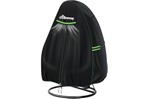 BEEWAY Egg Chair Cover Waterproof with Air Vent, Outdoor Patio Rattan Hanging Cocoon Swing Chair Cover - 420D Oxford Fabric, Anti-UV , Windproof - Single Seater Ø115 x 190cm v2.0