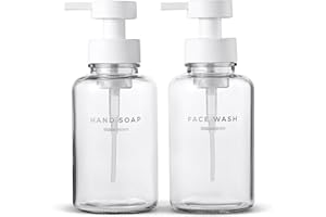 MaisoNovo Glass Foaming Soap Dispenser 400 ml | Clear Glass White Plastic Pumps x 2