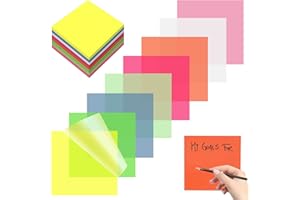 Shinybox 400 arkuszy przezroczystych karteczek samoprzylepnych, 8 kolorów, 75 × 75 mm, wodoodporne i wielokrotnego zapisywania, samoprzylepne karteczki samoprzylepne do biur, notatek, studentów