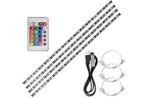 Lixada 4 strisce LED USB da 50 cm, set di luci flessibili con mini telecomando, per TV, computer, retroilluminazione [classe energetica G]