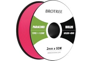 Brotree Paracord 2mm 50M Corda Nylon 1 Filo Corda di Sopravvivenza Tipo I per Esterno, Artigianato, Fatto a Mano - 45 kg Carico di Rottura (Fucsia Fluorescente)