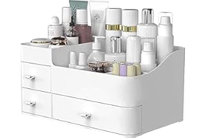 LAIBUY Makeup Organiser with Drawers,Large Capacity Cosmetic Organisers for Vanity,Bathroom and Bedroom Desk, Makeup Storage Organiser for Skin Care,Brushes, Eyeshadow, Lotions, Lipstick, Nail Polish