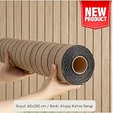 UKAB DEKOR 60x280 cm Kendinden Yapışkanlı Ahşap G&ouml;r&uuml;n&uuml;ml&uuml; Akustik Duvar Paneli - Kahverengi 60 x 280