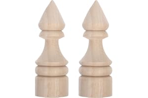 NAMOARLY 2pcs Unfinished Wooden Finials for Curtain Rods Bed Post Furniture Decorative Carved Bedroom Wood Finials Flagpole Topper for Indoor and Outdoor Use