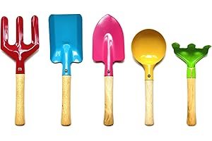 KY-Tech Beach Toys for Kids, 5 Piece Sand Toys for Kids, Sand Pit Toys with Spade Beach Set Made of Metal with Sturdy Wooden Handle