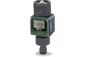Geevon Garden Hose Water Flow Meter with Brass Inlet Metal Thread, High Accuracy & IPX6 Waterproof for Outdoor Garden Watering, RV Water Tank Filling, Lawn Sprinkler, and Nozzle Sprayer (1 Pack)