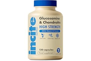 Glucosamine and Chondroitin High Strength Complex with MSM, Vitamin C, Ginger, Rosehip & Turmeric - 120 Premium Capsules Joint Care Supplements Made in The UK by Incite Nutrition