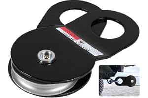 SWAWIS Noire Poulie de Renvoil pour Treuil en Acier, Diamètre de Rainure de Roue 15mm, Capacité de Charge 10t, pour Opérations de Sauvetage Hors Route et l'Exploitation Forestière