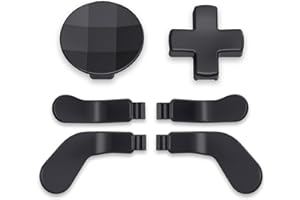 eXtremeRate 6 Pcs Metall D-Pads & Back Paddles Set für Xbox One Elite Controller, Swap Steuerkreuz&Trigger Tasten Knöpfe Ersatzteile für Xbox Elite Series 2/Series 2-Core Controller-Chrome Graphitgrau