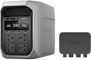 EF ECOFLOW DELTA 3 Max Plus Portable Power Station, 2048Wh, Expandable Capacity Up to 10kWh, LiFePO4, 3000W AC Output, 0–80% Fast Charge in 47 min, 10ms UPS Backup, Solar Generator for Home, Camping